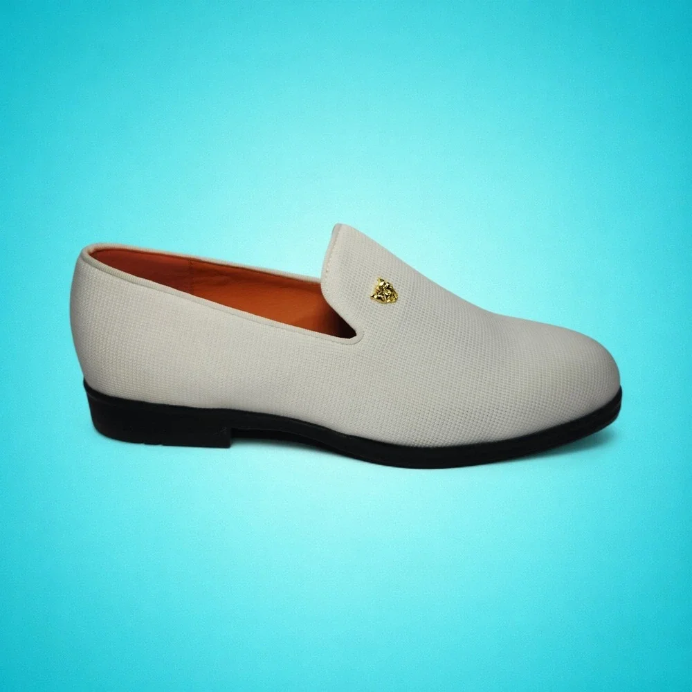 New FOEVTRUE Men's Woven White‎ Dress Loafers, Size 41 (US 8)